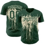Maglia da baseball personalizzata con schizzi di vernice verde autentica e motivo 3D Art Dripping Maglia da baseball personalizzata con schizzi di vernice verde autentica e motivo 3D Art Dripping