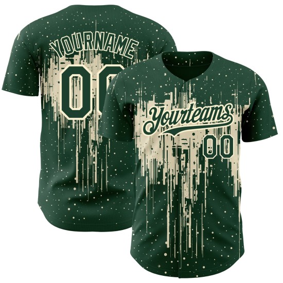 Maglia da baseball personalizzata con schizzi di vernice verde autentica e motivo 3D Art Dripping Maglia da baseball personalizzata con schizzi di vernice verde autentica e motivo 3D Art Dripping