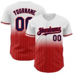 Maglia a righe autentica da baseball, sfumata, blu navy-rossa, moda, bianca, personalizzata Maglia a righe autentica da baseball, sfumata, blu navy-rossa, moda, bianca, personalizzata