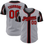 Maglia da baseball con 3 colori personalizzati, forme autentiche del braccio, colore rosso-nero Maglia da baseball con 3 colori personalizzati, forme autentiche del braccio, colore rosso-nero